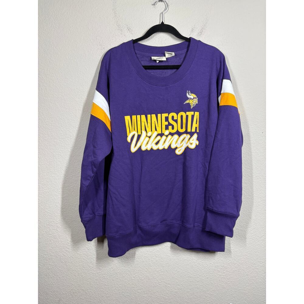 Fanatics Plus Size 1X Minnesota Vikings Sweatshirt Purple Cotton Long Sleeves